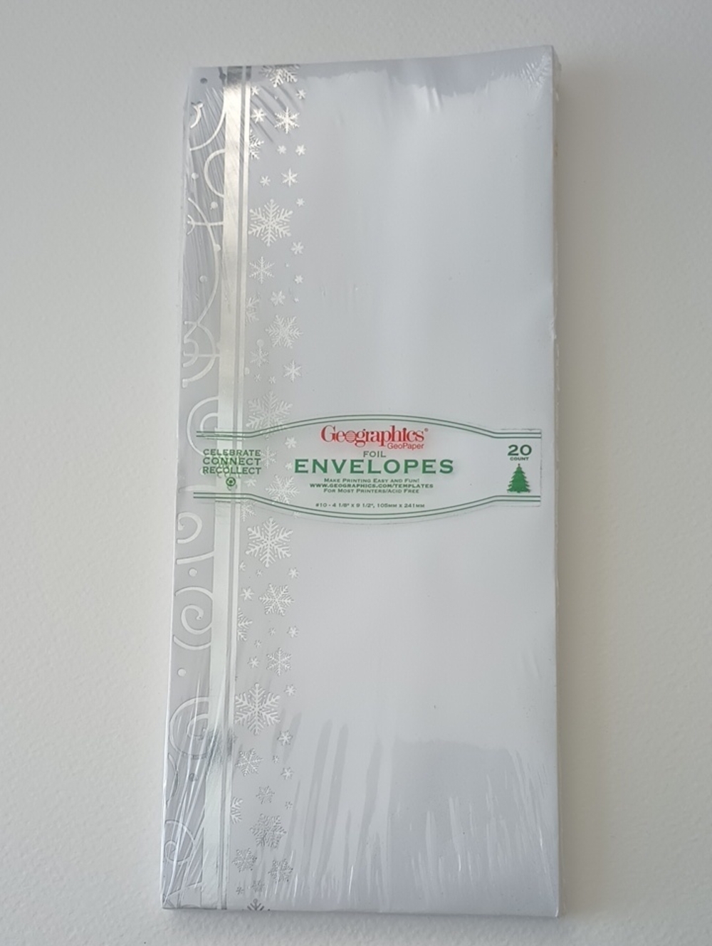 2/$15 Silver Foil Snowflake Envelopes 20 Ct Geographics 071064488219 #48821